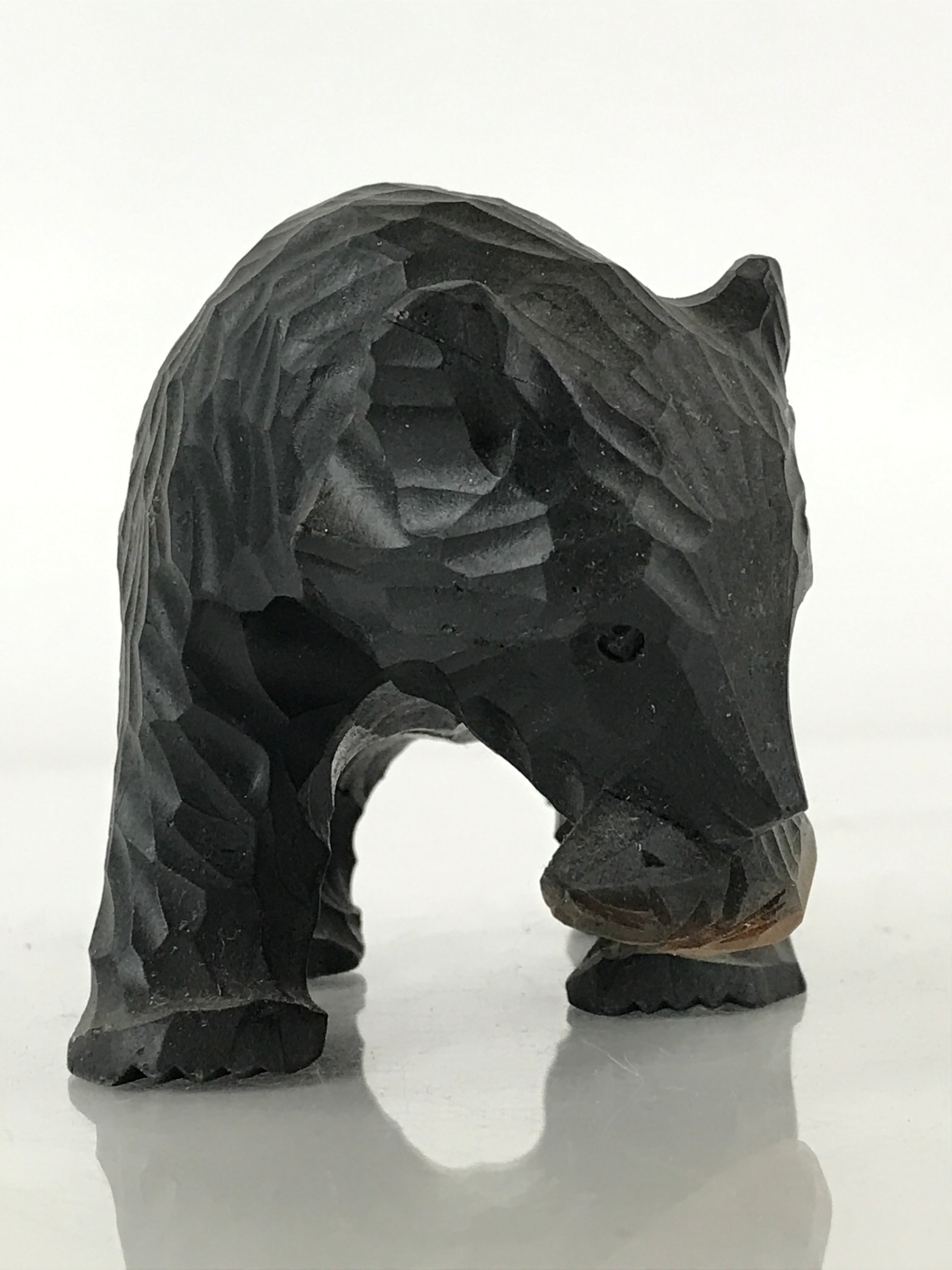 Japanese Wood Carving Bear Ainu Figurine Vtg Wood Ornament Black AB100