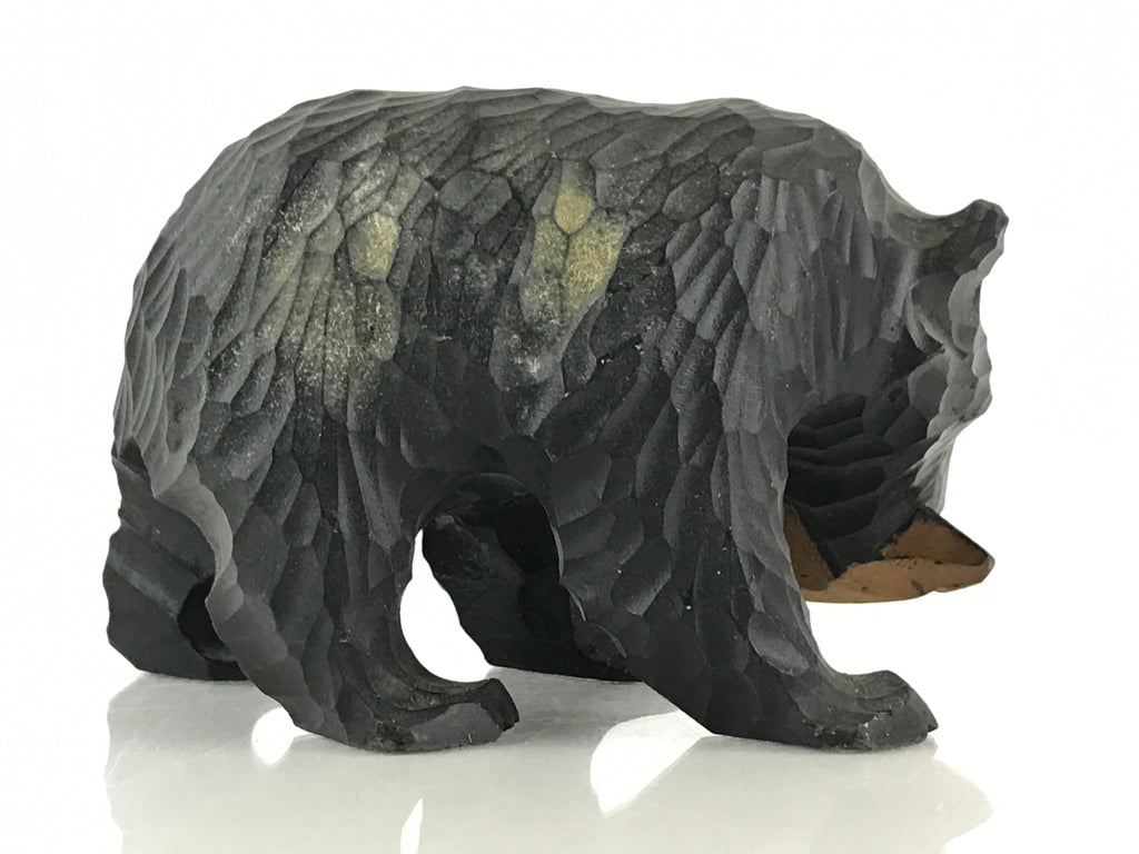 Japanese Wood Carving Bear Ainu Figurine Vtg Wood Ornament Black AB100