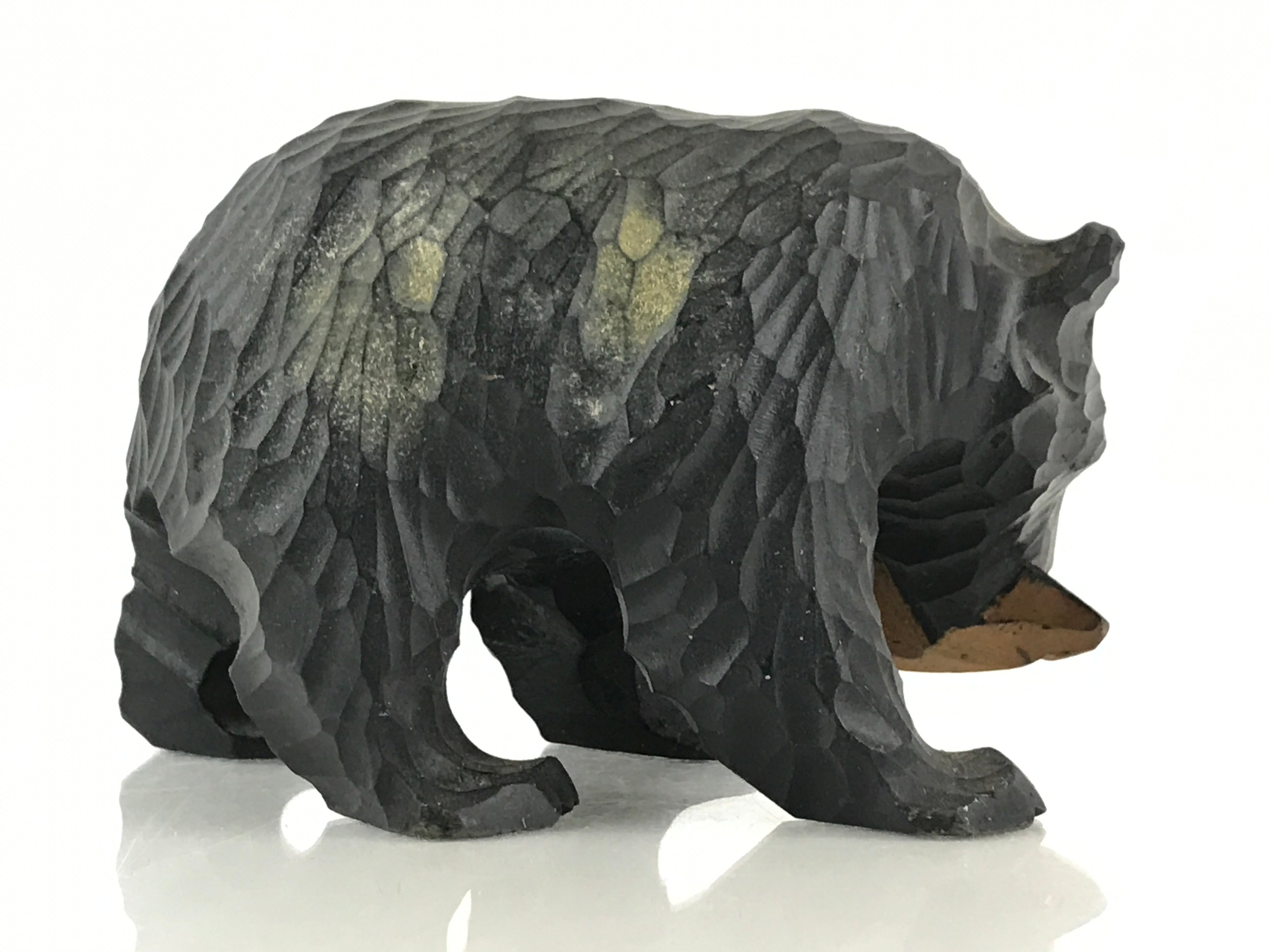 Japanese Wood Carving Bear Ainu Figurine Vtg Wood Ornament Black AB100