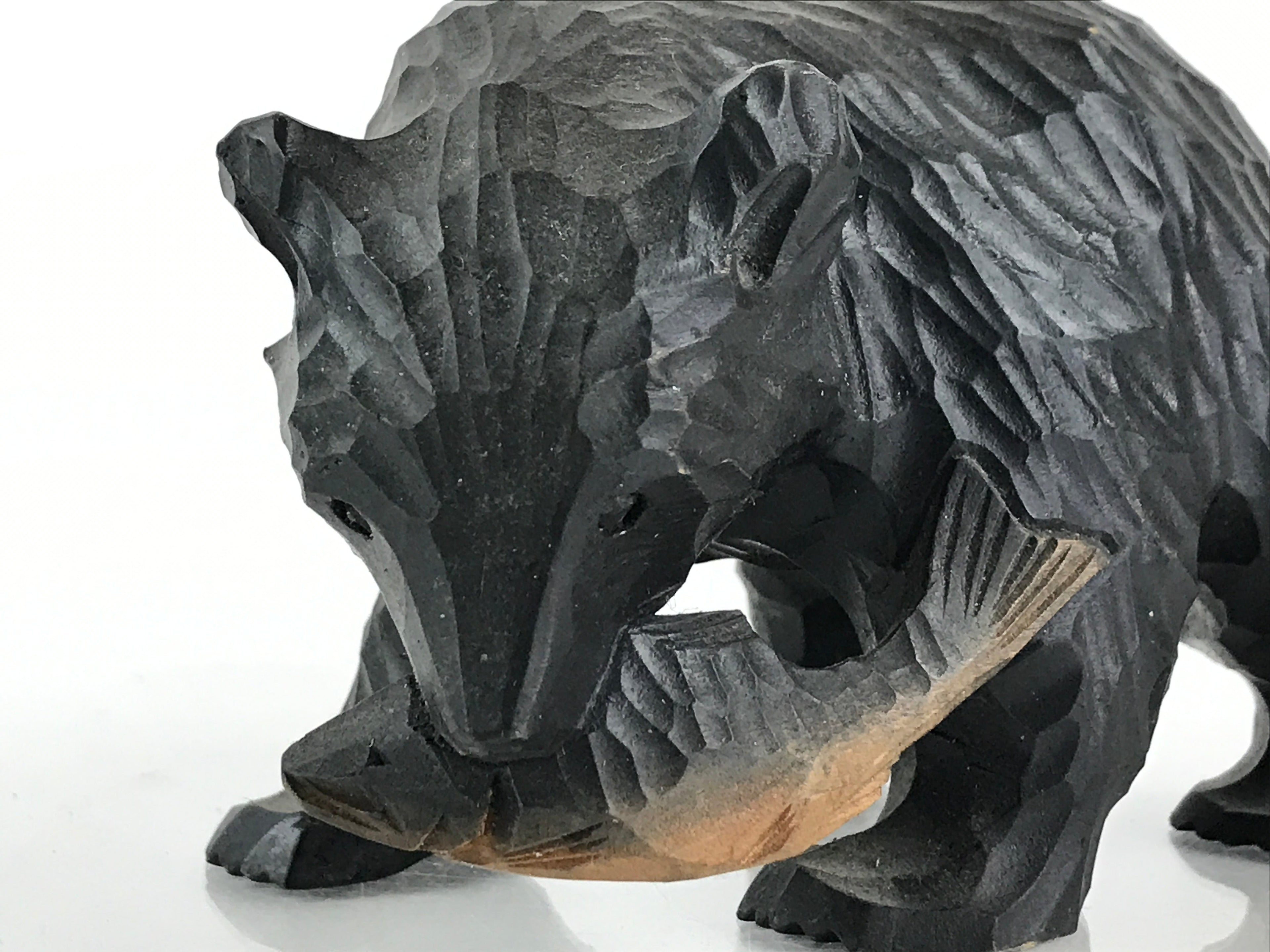 Japanese Wood Carving Bear Ainu Figurine Vtg Wood Ornament Black AB100