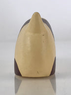 Japanese Wood Carving Cat Figurine Vtg Hand-Crafted Brown White Ornament BD836