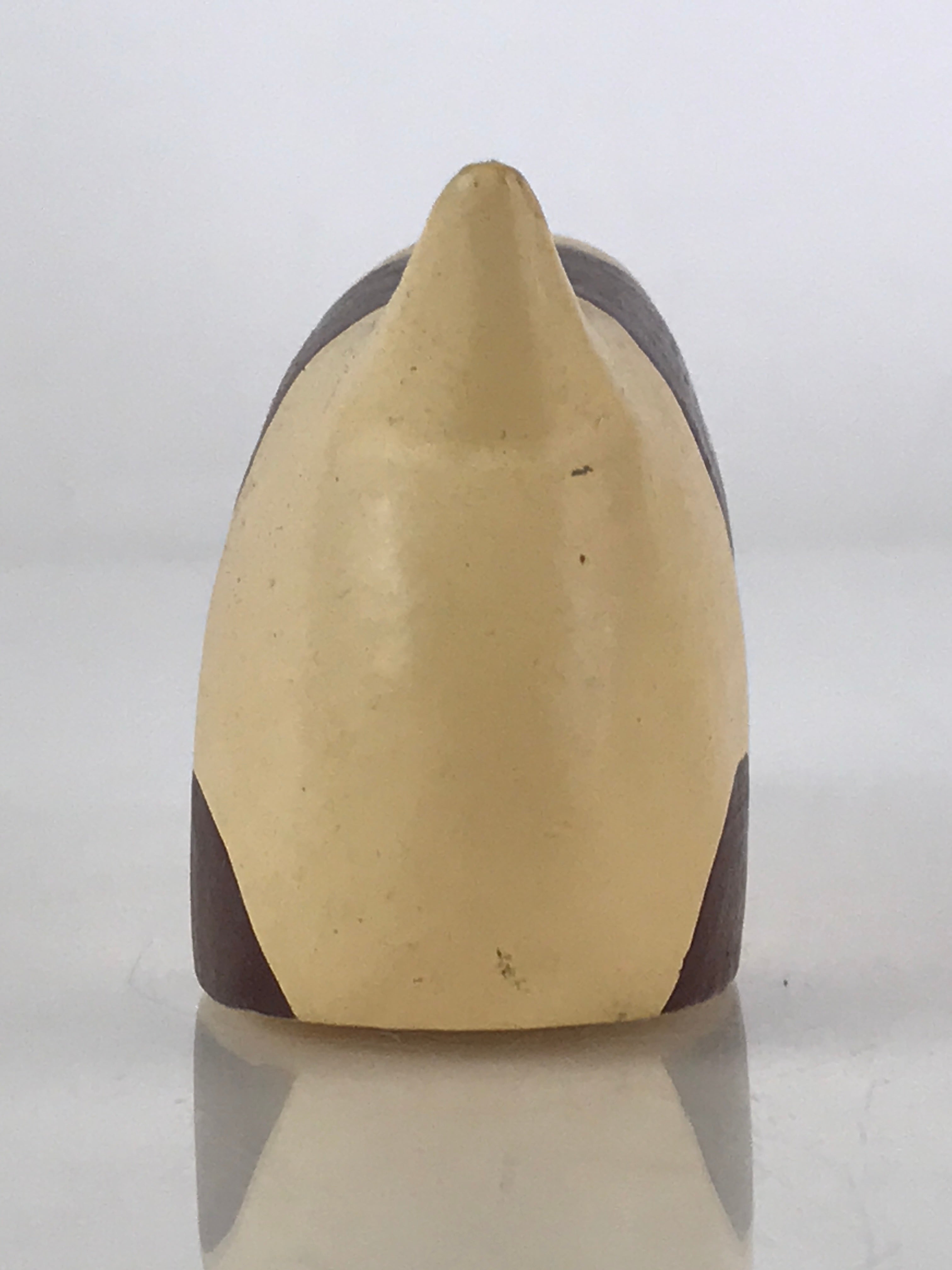 Japanese Wood Carving Cat Figurine Vtg Hand-Crafted Brown White Ornament BD836
