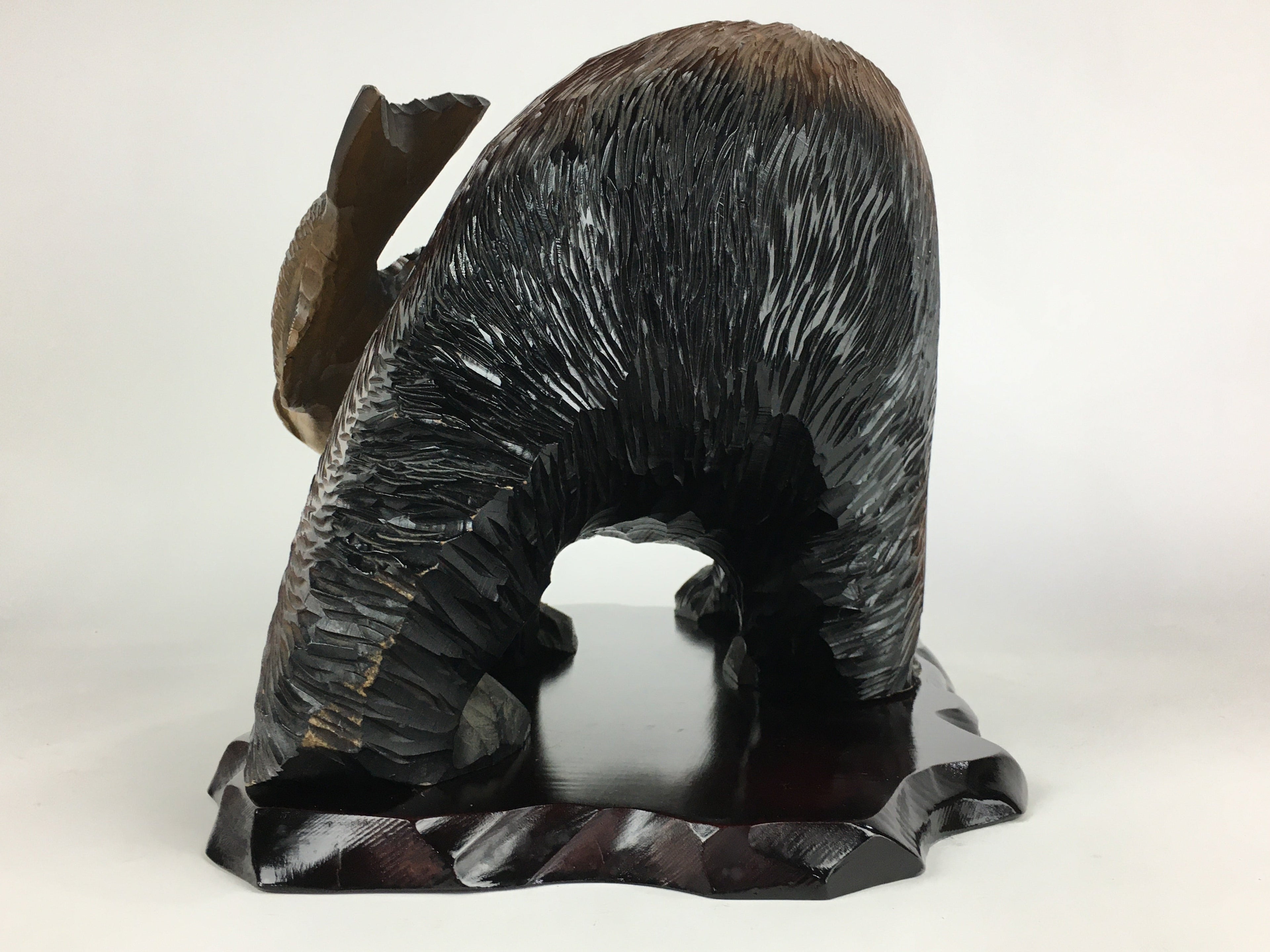Japanese Wood Carving Figurine Ainu Bear Vtg Wood Ornament Brown AB96