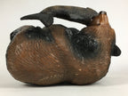 Japanese Wood Carving Figurine Ainu Bear Vtg Wood Ornament Brown AB96