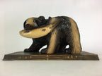 Japanese Wood Carving Figurine Ainu Bear Vtg Wood Ornament Brown AB97