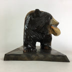 Japanese Wood Carving Figurine Ainu Bear Vtg Wood Ornament Brown AB97