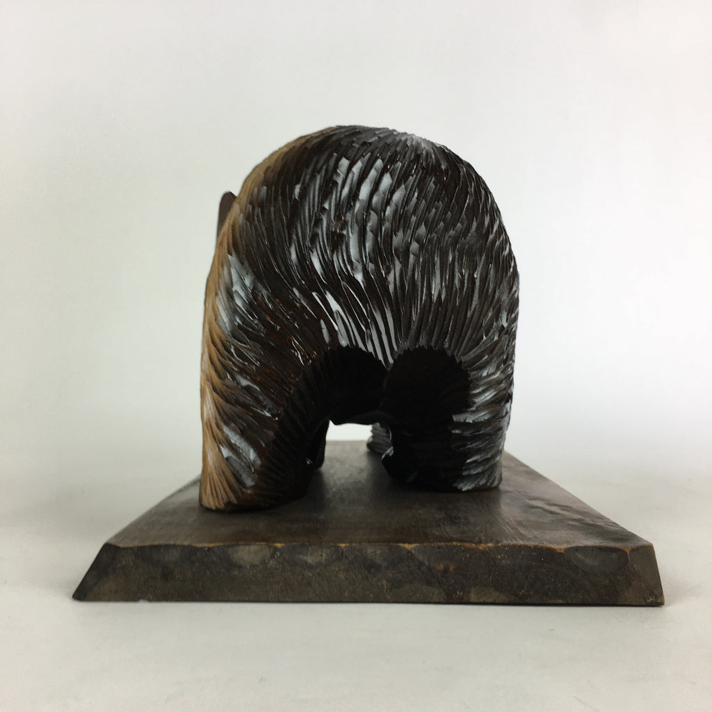 Japanese Wood Carving Figurine Ainu Bear Vtg Wood Ornament Brown AB97