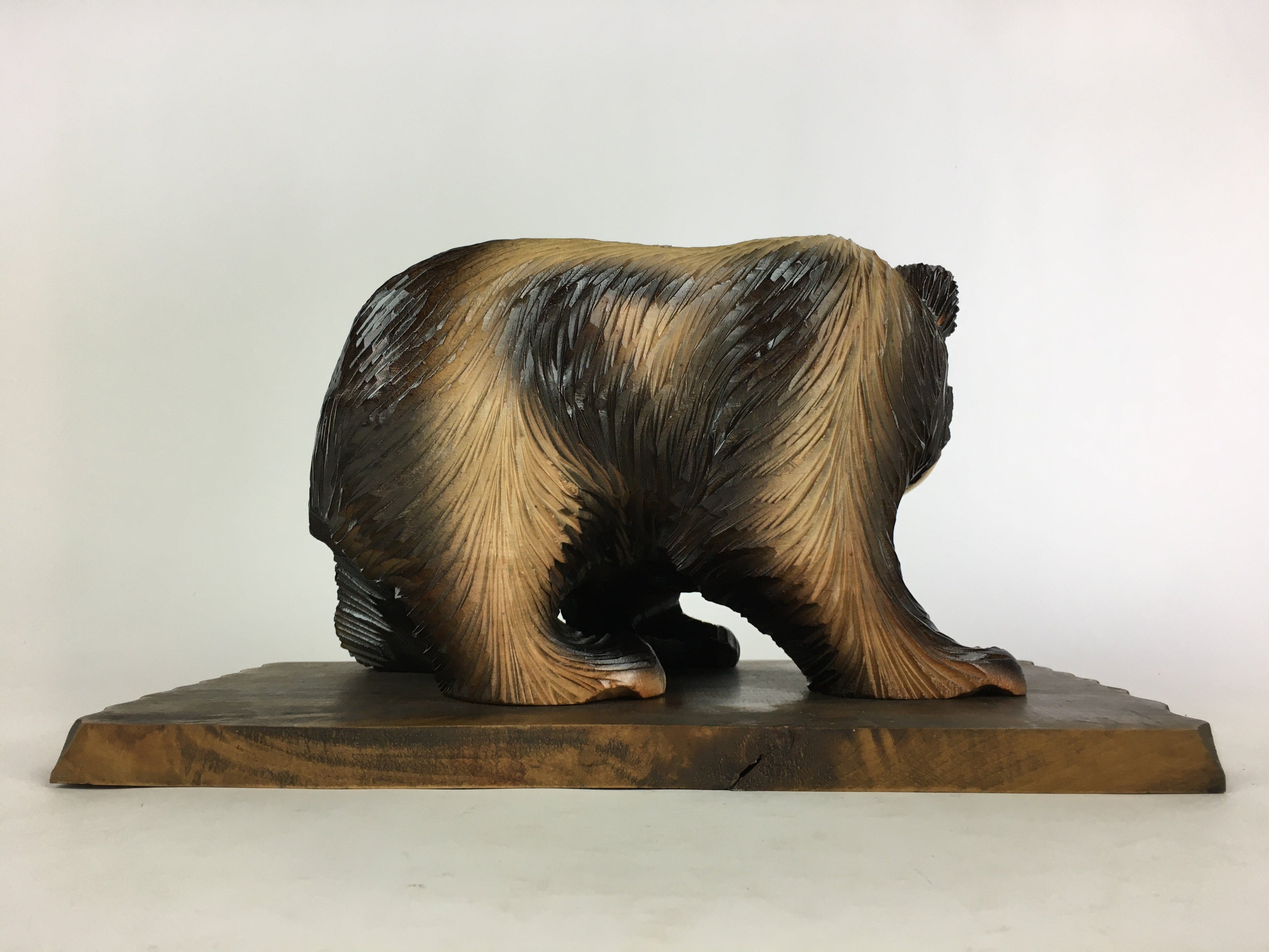 Japanese Wood Carving Figurine Ainu Bear Vtg Wood Ornament Brown AB97