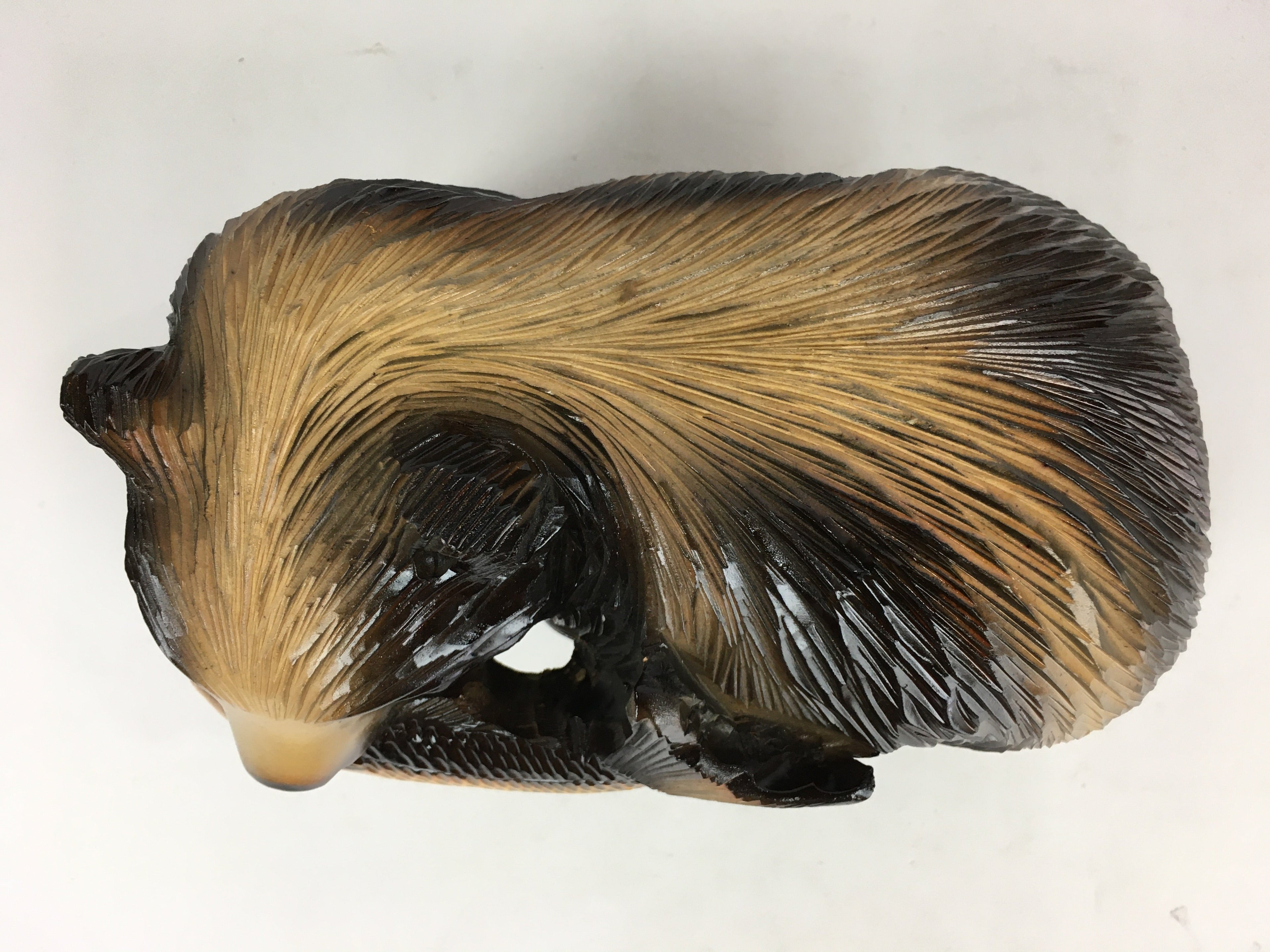 Japanese Wood Carving Figurine Ainu Bear Vtg Wood Ornament Brown AB97