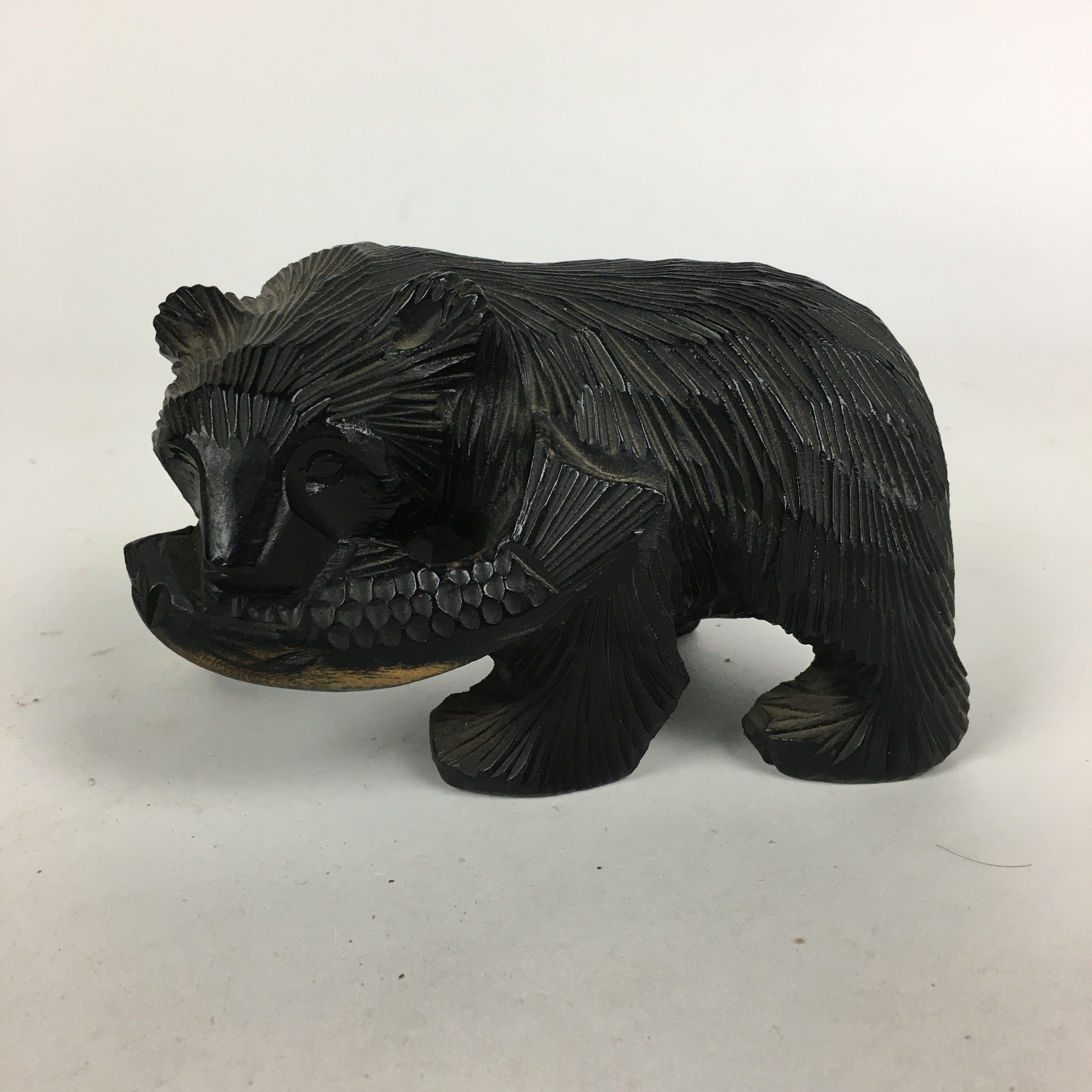 Japanese Wood Carving Figurine Vtg Ainu Bear Wood Ornament Brown AB92