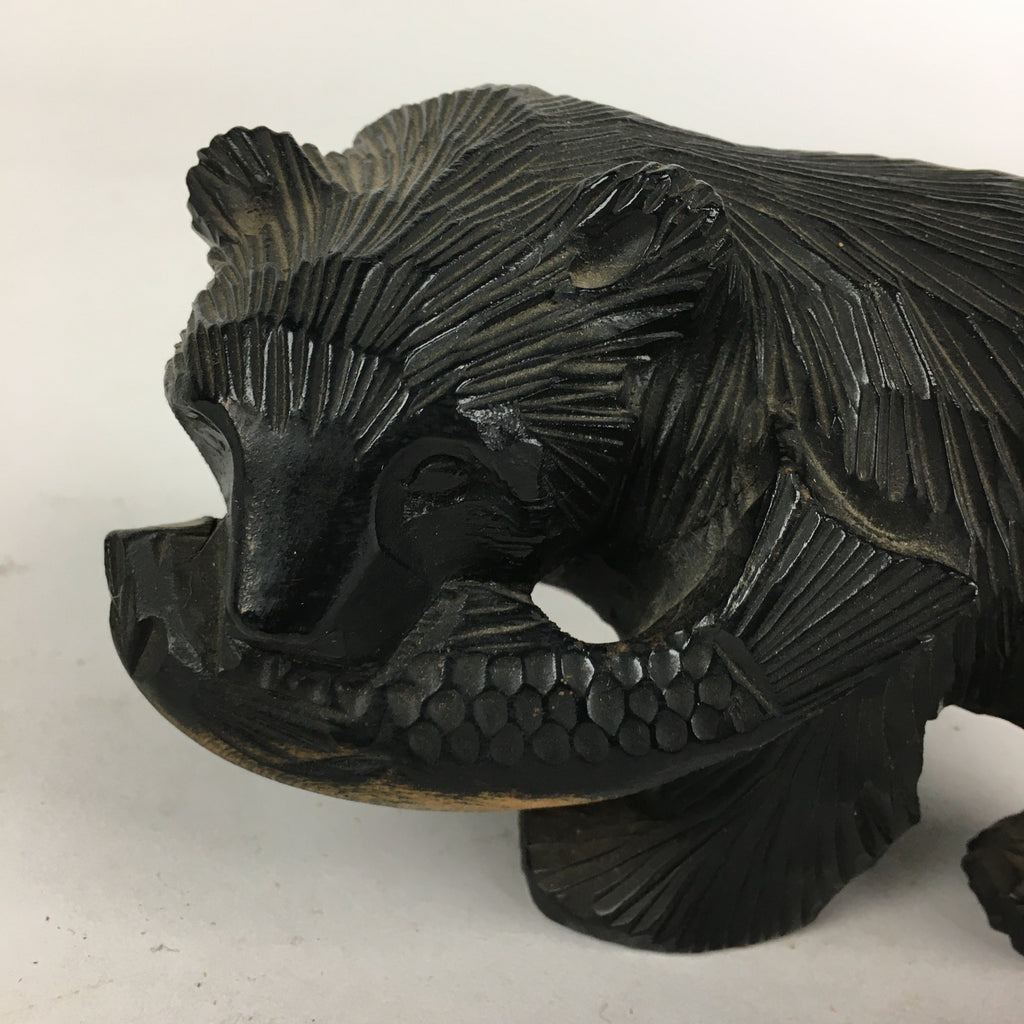 Japanese Wood Carving Figurine Vtg Ainu Bear Wood Ornament Brown AB92