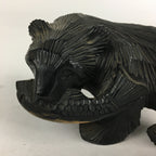 Japanese Wood Carving Figurine Vtg Ainu Bear Wood Ornament Brown AB92