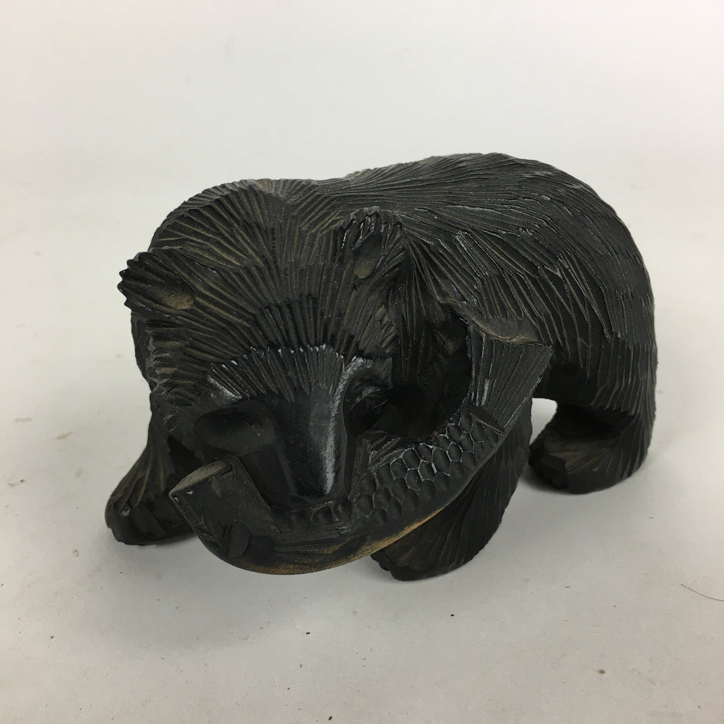 Japanese Wood Carving Figurine Vtg Ainu Bear Wood Ornament Brown AB92