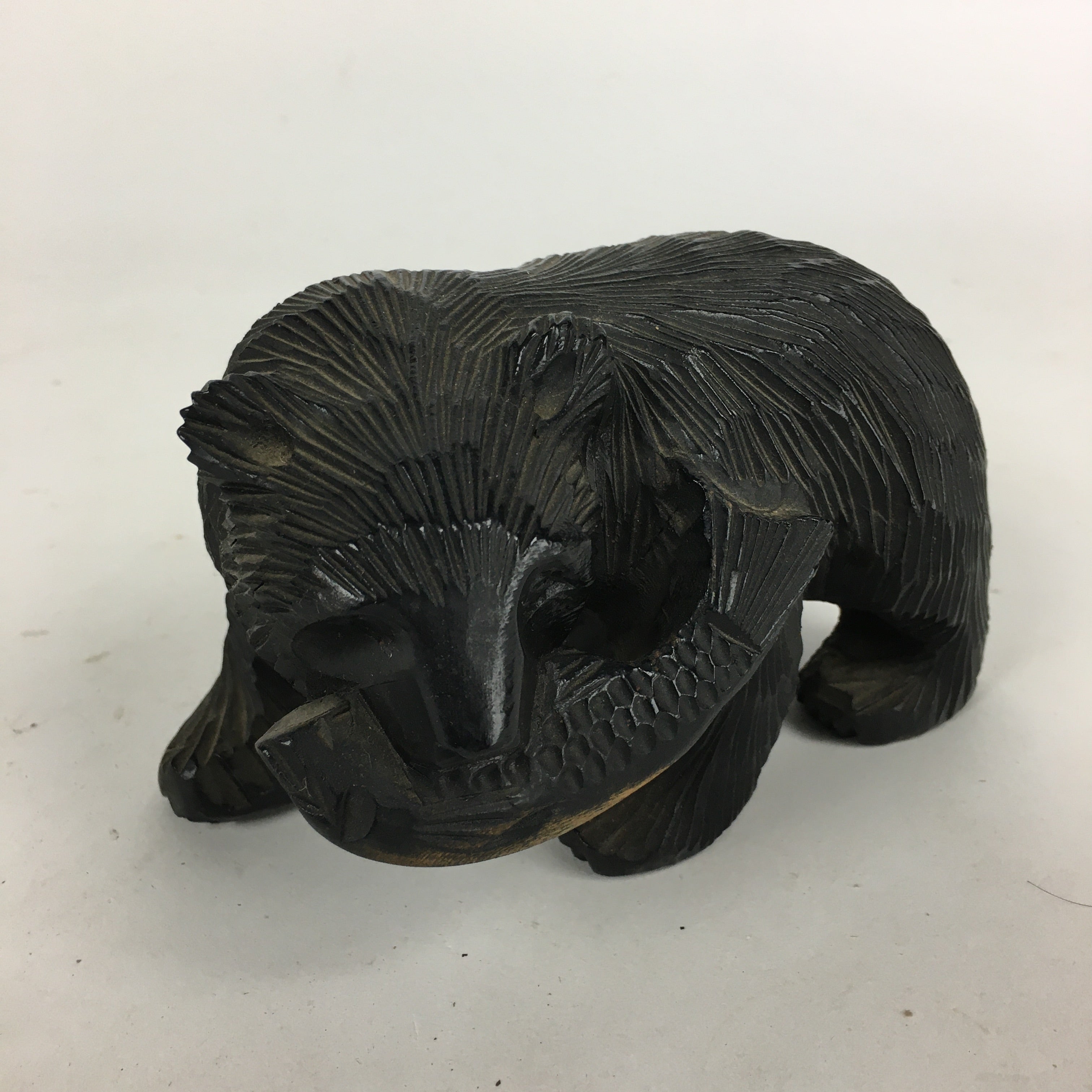 Japanese Wood Carving Figurine Vtg Ainu Bear Wood Ornament Brown AB92