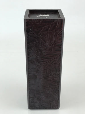 Japanese Wood Carving Flower Vase Kabin Vtg Ikebana Arrangement Brown FK26