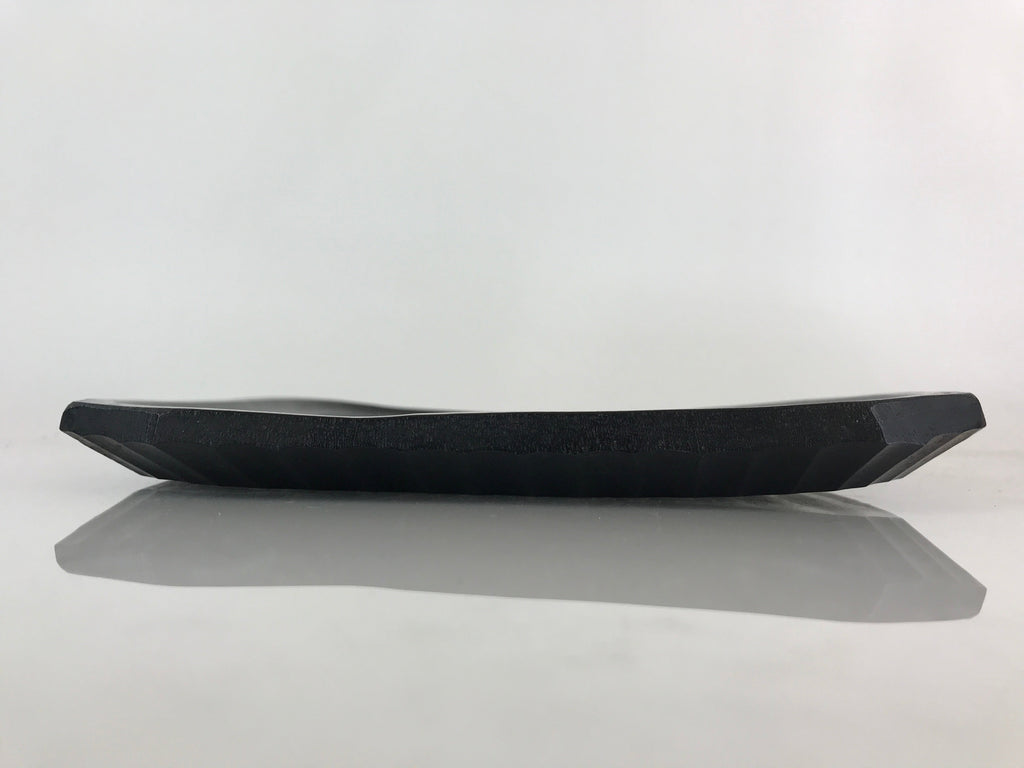 Japanese Wood Carving Nikko-Bori Tray Obon Vtg Wood Black UR816