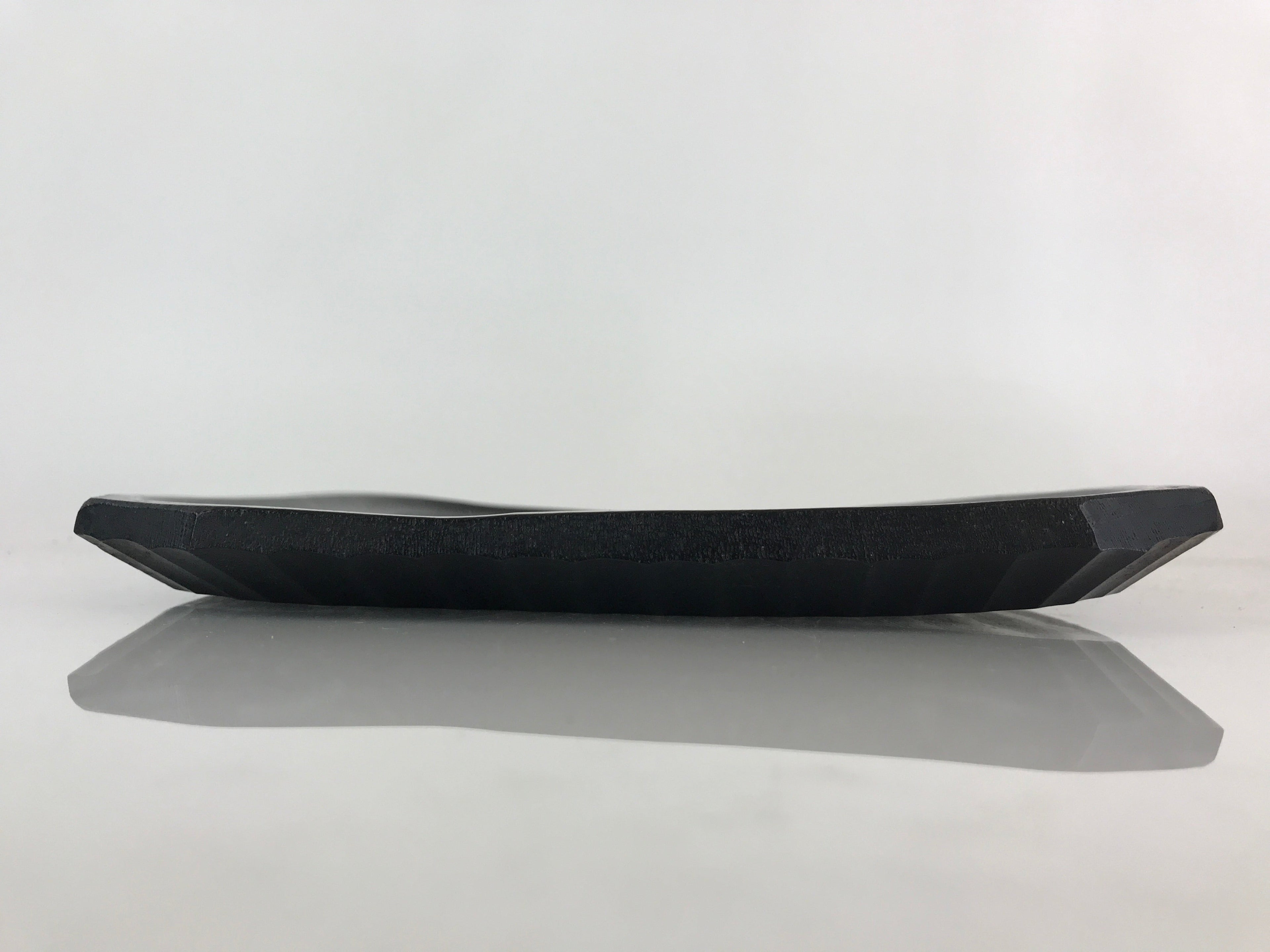 Japanese Wood Carving Nikko-Bori Tray Obon Vtg Wood Black UR816