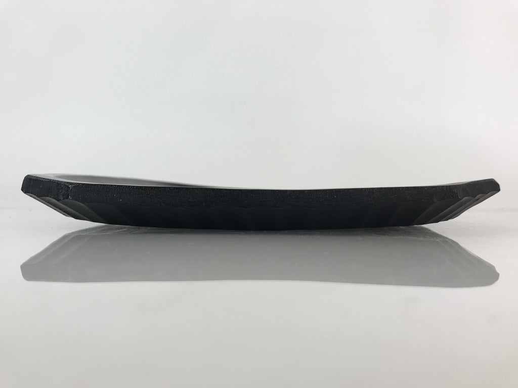 Japanese Wood Carving Nikko-Bori Tray Obon Vtg Wood Black UR816
