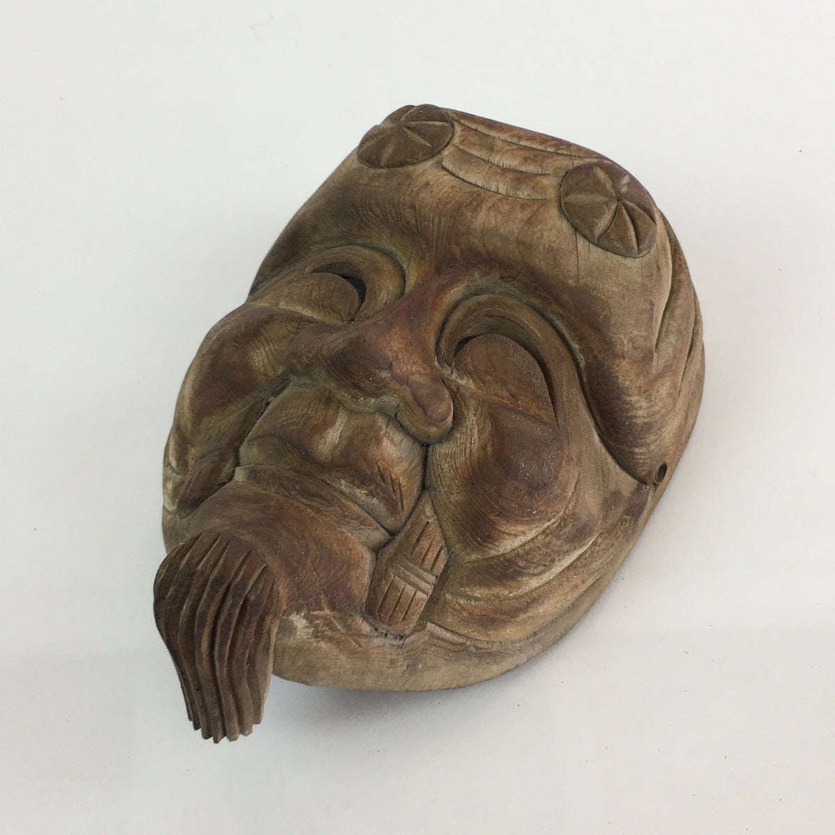 Japanese Wood Carving Noh Mask Kagura Face Vtg Kyogen Bugaku Gigaku OM ...