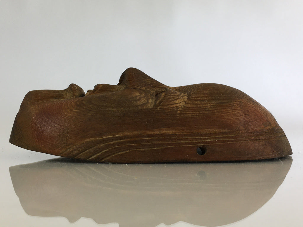 Japanese Wood Carving Noh Mask Kagura Face Vtg Kyogen Bugaku Gigaku OM31
