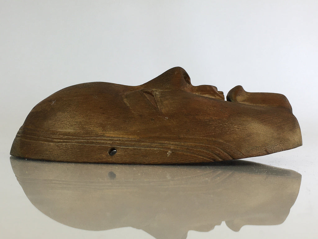 Japanese Wood Carving Noh Mask Kagura Face Vtg Kyogen Bugaku Gigaku OM31
