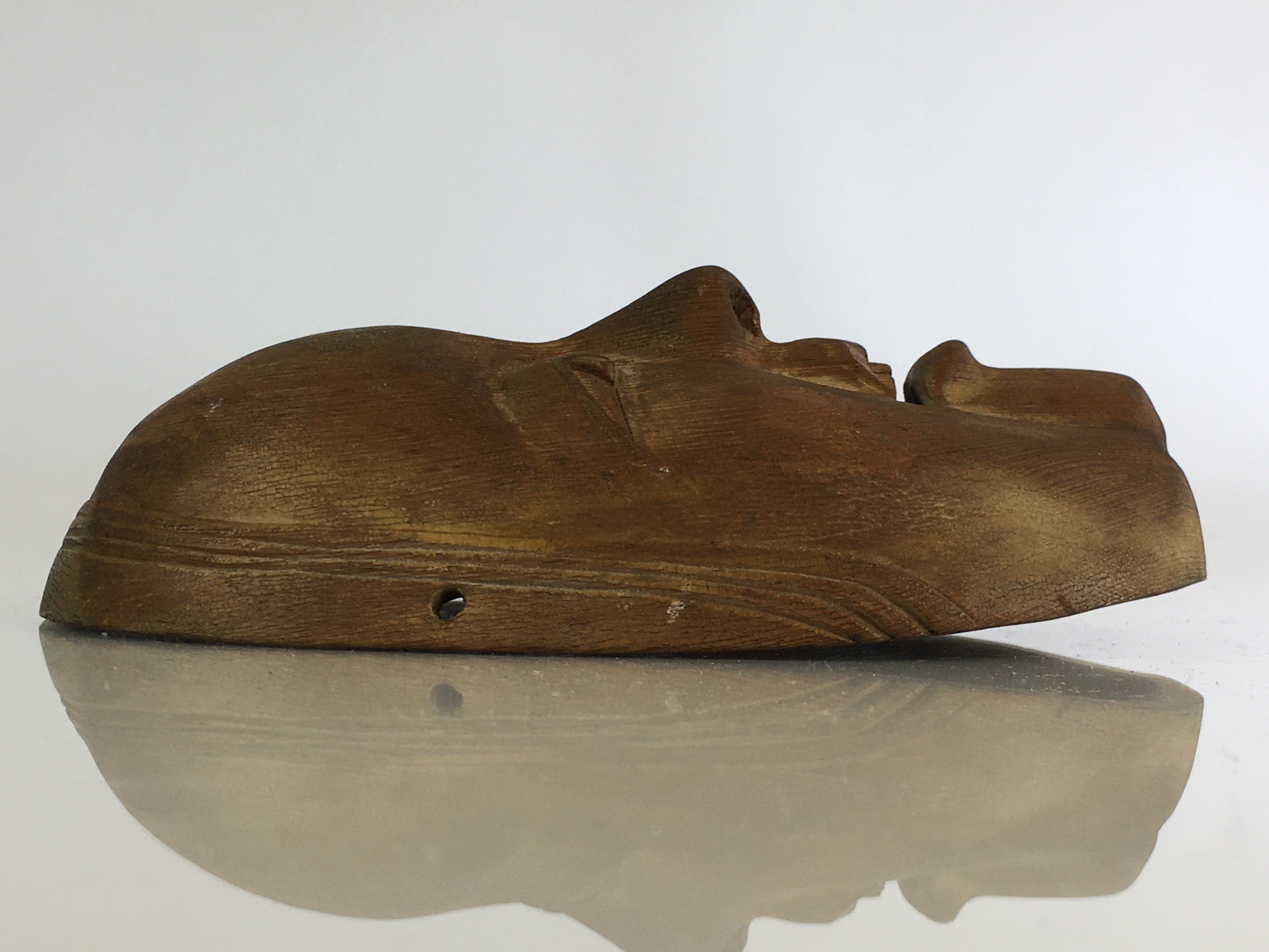 Japanese Wood Carving Noh Mask Kagura Face Vtg Kyogen Bugaku Gigaku OM31