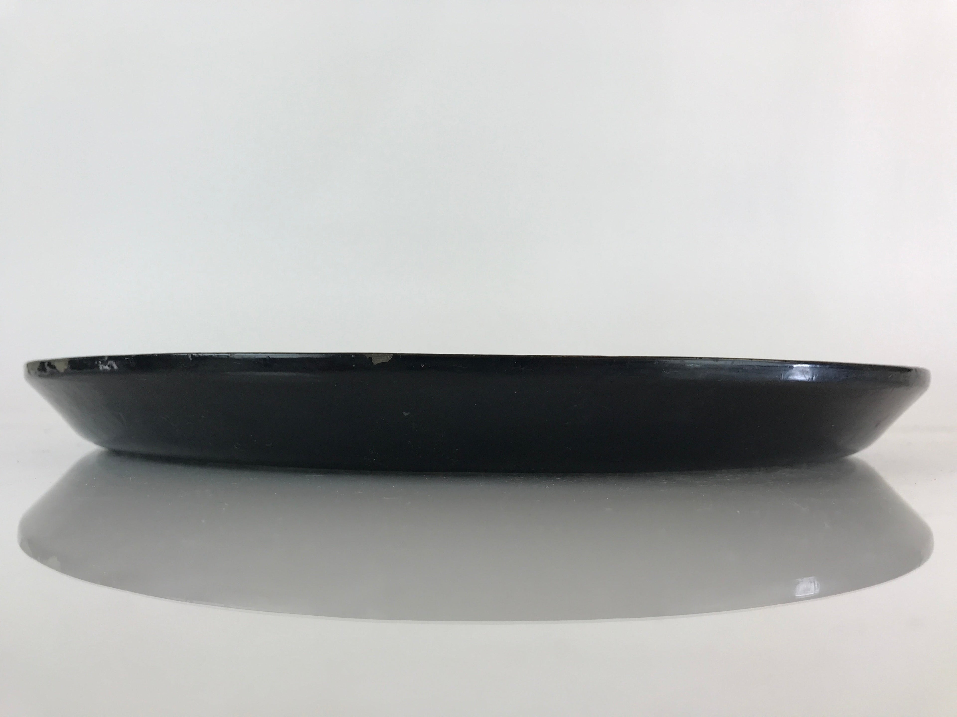 Japanese Wood Carving Tray Obon Vtg Round Wood Brown Leaf UR815
