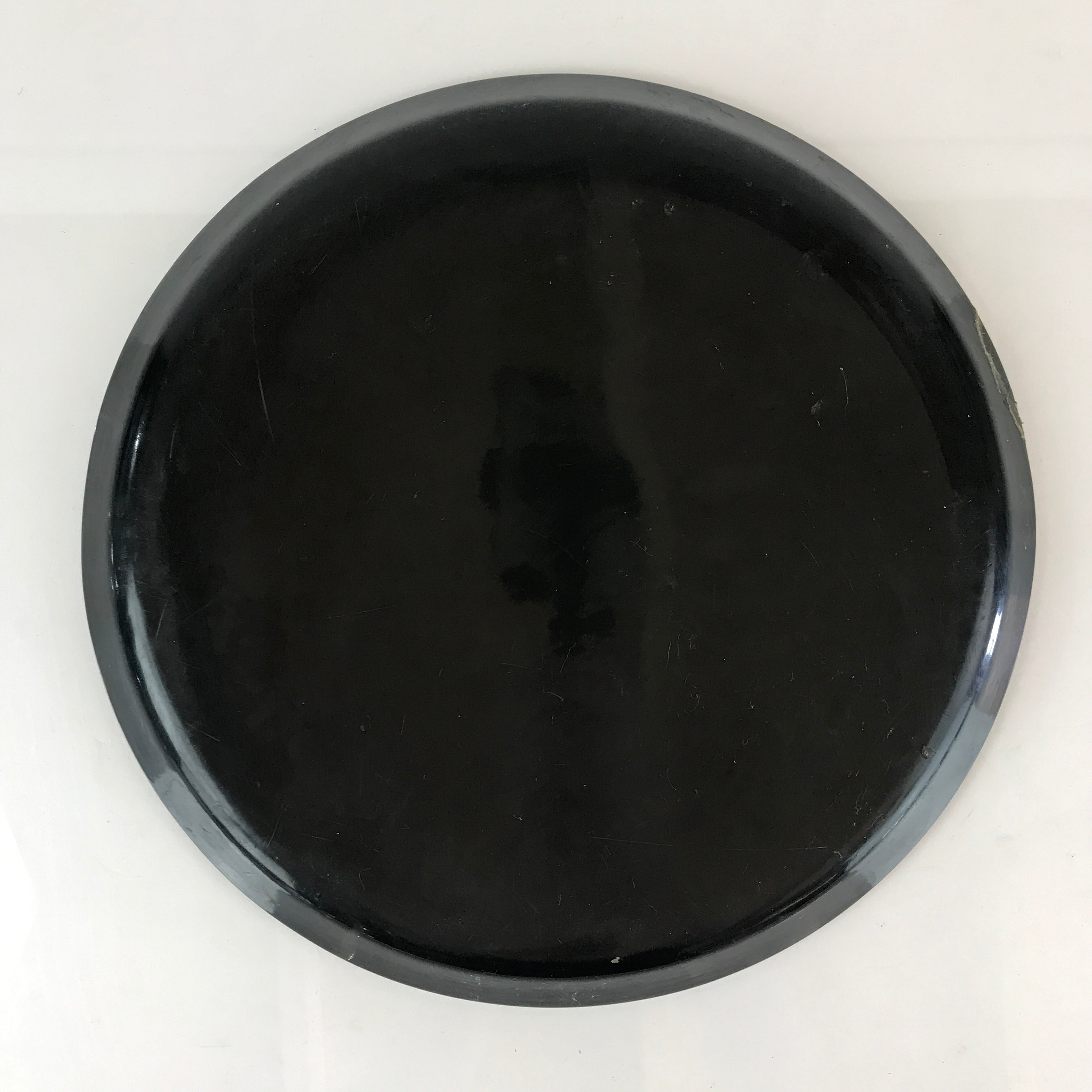 Japanese Wood Carving Tray Obon Vtg Round Wood Brown Leaf UR815