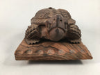 Japanese Wood Carving Vtg Turtle Brown Statue Figurine Lucky Charm BD621