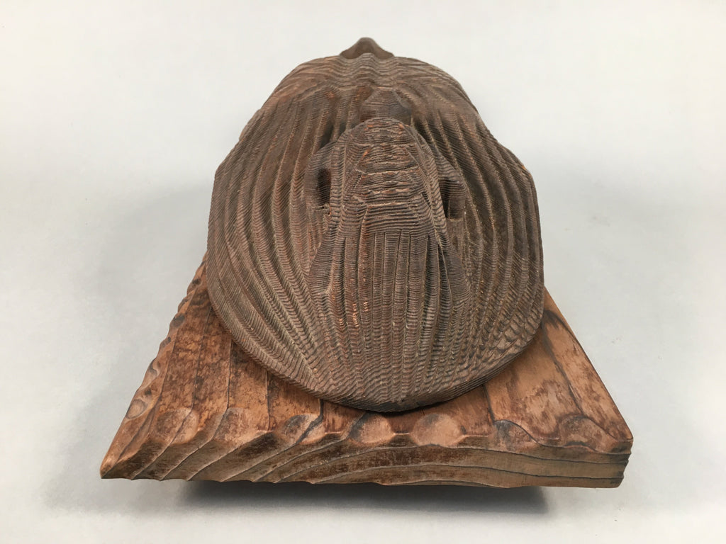 Japanese Wood Carving Vtg Turtle Brown Statue Figurine Lucky Charm BD621