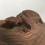 Japanese Wood Carving Vtg Turtle Brown Statue Figurine Lucky Charm BD621