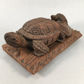 Japanese Wood Carving Vtg Turtle Brown Statue Figurine Lucky Charm BD621