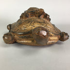 Japanese Wood Carving Vtg Turtle Brown Statue Figurine Lucky Charm BD623