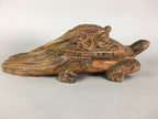 Japanese Wood Carving Vtg Turtle Brown Statue Figurine Lucky Charm BD623