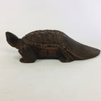 Japanese Wood Carving Vtg Turtle Brown Statue Figurine Lucky Charm Kame BD674