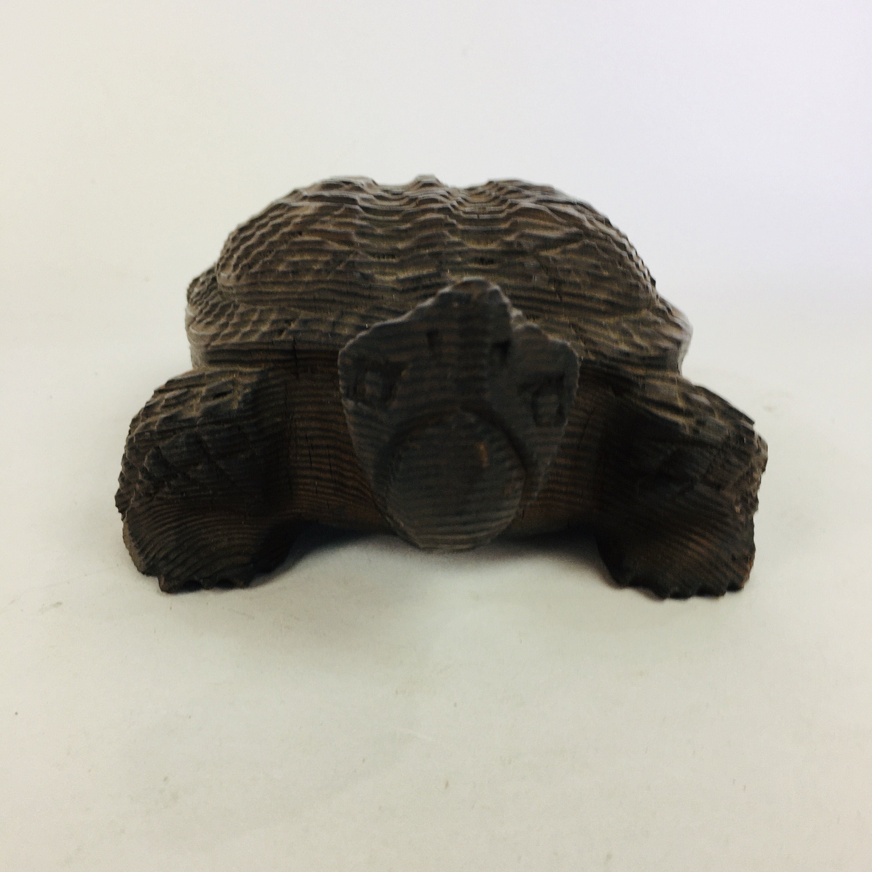 Japanese Wood Carving Vtg Turtle Brown Statue Figurine Lucky Charm Kame BD674