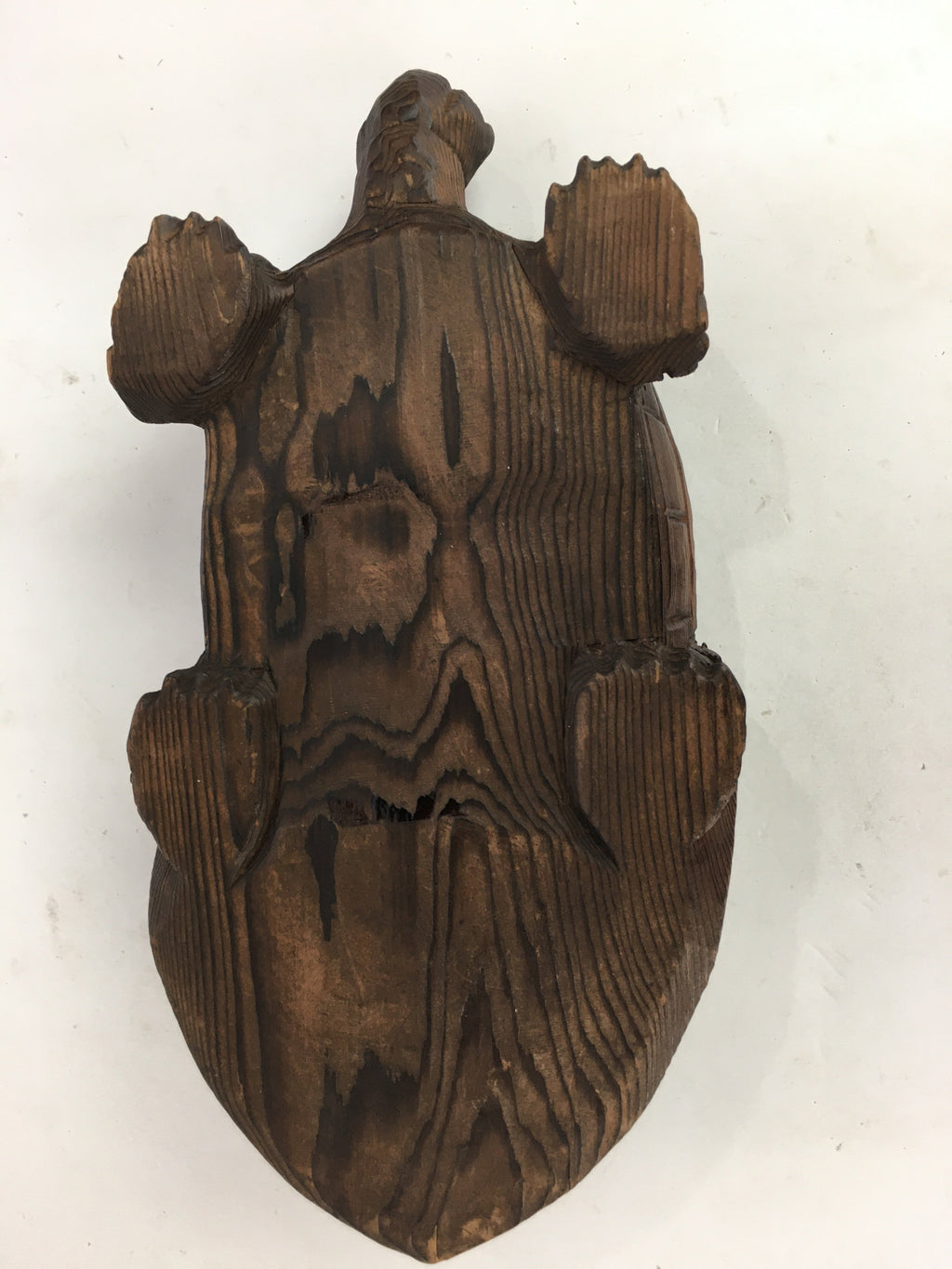 Japanese Wood Carving Vtg Turtle Brown Statue Figurine Lucky Charm Kame BD674