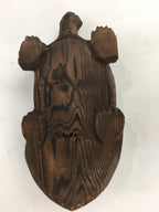 Japanese Wood Carving Vtg Turtle Brown Statue Figurine Lucky Charm Kame BD674