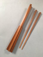 Japanese Wood Chopsticks 1 Pair Vtg Hashi Holder Tableware Brown JK113