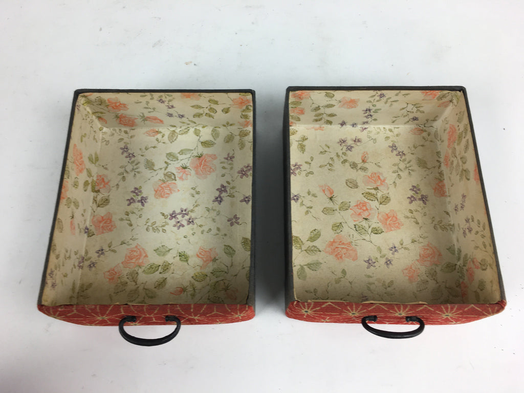 Japanese Wood Fabric Sewing Box Vtg Haribako Chest Tansu 2Drawers T291