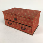 Japanese Wood Fabric Sewing Box Vtg Haribako Chest Tansu 2Drawers T291