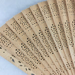 Japanese Wood Folding Scented Hand Fan Vtg Sensu Openwork 4D427