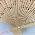 Japanese Wood Folding Scented Hand Fan Vtg Sensu Openwork 4D427