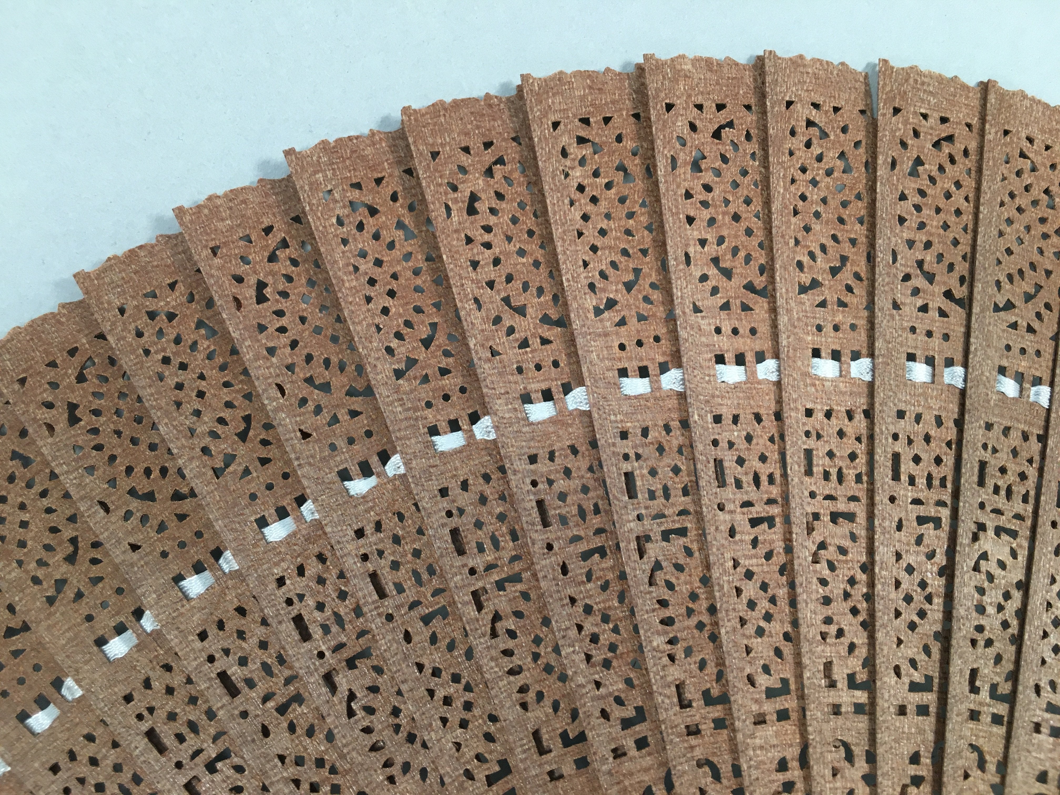 Japanese Wood Folding Scented Hand Fan Vtg Sensu Openwork 4D443