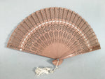 Japanese Wood Folding Scented Hand Fan Vtg Sensu Openwork 4D444