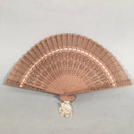 Japanese Wood Folding Scented Hand Fan Vtg Sensu Openwork 4D444