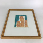 Japanese Wood Framed Art Print Hanga Vtg 32/50 Y.koseki Green Orange FL60