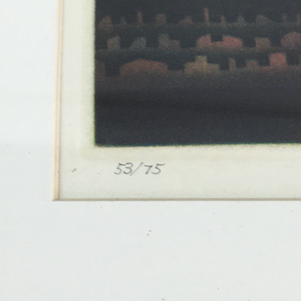 Japanese Wood Framed Copper Plate Painting Art Vtg 53/75 Ken Tsuji FL61