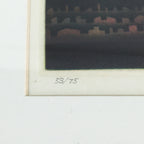 Japanese Wood Framed Copper Plate Painting Art Vtg 53/75 Ken Tsuji FL61