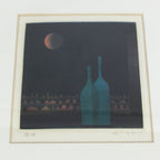 Japanese Wood Framed Copper Plate Painting Art Vtg 53/75 Ken Tsuji FL61